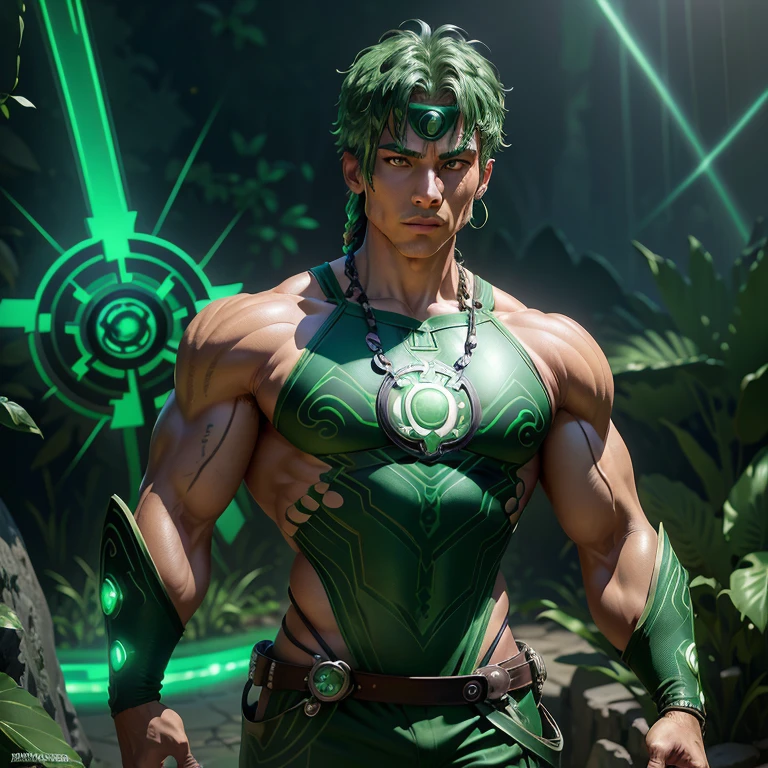 (masterpiece, intricately detailed, highest resolution, best quality:1.2), (doujin), a cocky old Indian pajeet, a 44 y.o muscle stud with a muscular physique sitting on a chair with black eyes,dark-skinned male, wearing a ((green lantern inspired, green lantern uniform, chest gay harness , armor, gauntlets, boots, tight shirt, gold metal gear,)), (excessive cum), (cum on body), (cum drip), flaccid penis,saggy balls,hairy chest,vascular,muscle striations,soft light,fantastic realism,