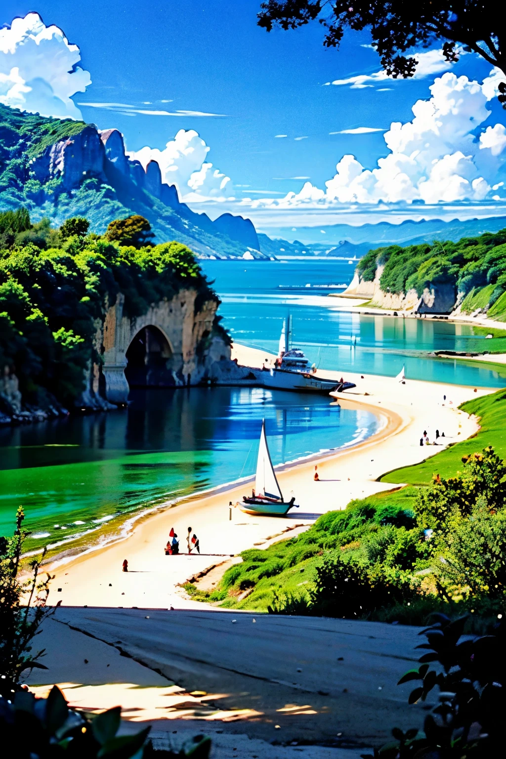 ((best quality)), ((masterpiece)), (detailed), perfect faceAmidst the vast expanse of the Indian Ocean in 1505, Portuguese caravels sail towards the shores of Sri Lanka. The sea, a shimmering tapestry of azure and emerald, cradles these vessels as they navigate through uncharted waters. The anticipation on the faces of the Portuguese sailors is palpable, mirroring the uncertainty of the unexplored destination.
The ships, adorned with the distinctive Portuguese flags, cut through the waves, leaving a trail of foamy white in their wake. The seasoned sailors, dressed in 16th-century maritime attire, scan the horizon with a mix of curiosity and determination.
On the distant horizon, the silhouette of the Sri Lankan coastline begins to emerge. Palm trees sway along the shore, a testament to the tropical beauty awaiting the voyagers. As the ships approach, the delta region unfolds, a lush and intricate network of rivers and marshes, revealing the complexity of the terrain that lies ahead.
In this mid-journey moment, the image captures the essence of the expedition—a blend of excitement, trepidation, and the spirit of exploration. The interplay of sunlight on the water highlights the journey's significance, marking the beginning of a historical encounter between two worlds.