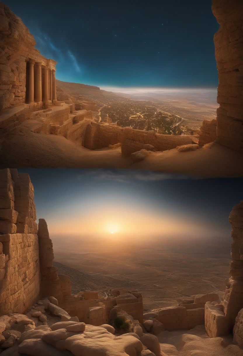 Amazing Holy Bible,, Landscape in the skies, cinematographic, Israel and Jerusalem, ultra fotorreal |, ultra detalhado, detalhes intrincados, hiper-realista, octane rendering, 8k, complete in high definition