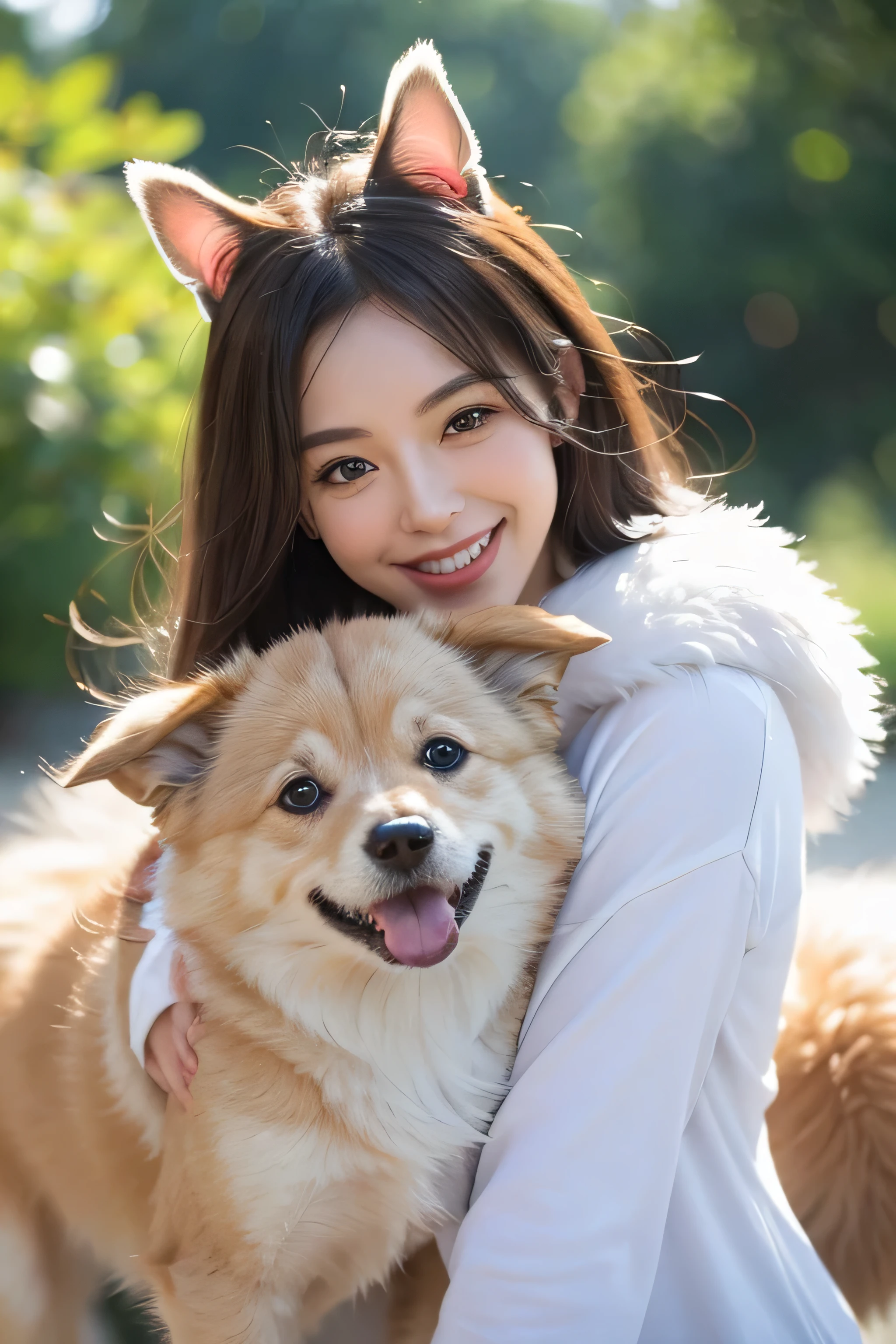 "A heartwarming one, High-resolution images perfectly capture the happy expressions of happy dogs. Visualize close-ups of their faces, Their mouths open in the middle of the bark or pants, The eyes shone with joy, Tongue sticking out playfully，Conveys a palpable sense of happiness. The focus should be on their happy expressions，The background is a natural soft blurred background，This won&#39;t distract from their cheerful faces. Pay special attention to the nuances of their fur texture and the sparkle in their eyes，will reflect the authenticity of their contentment and the atmosphere of love that surrounds them."

