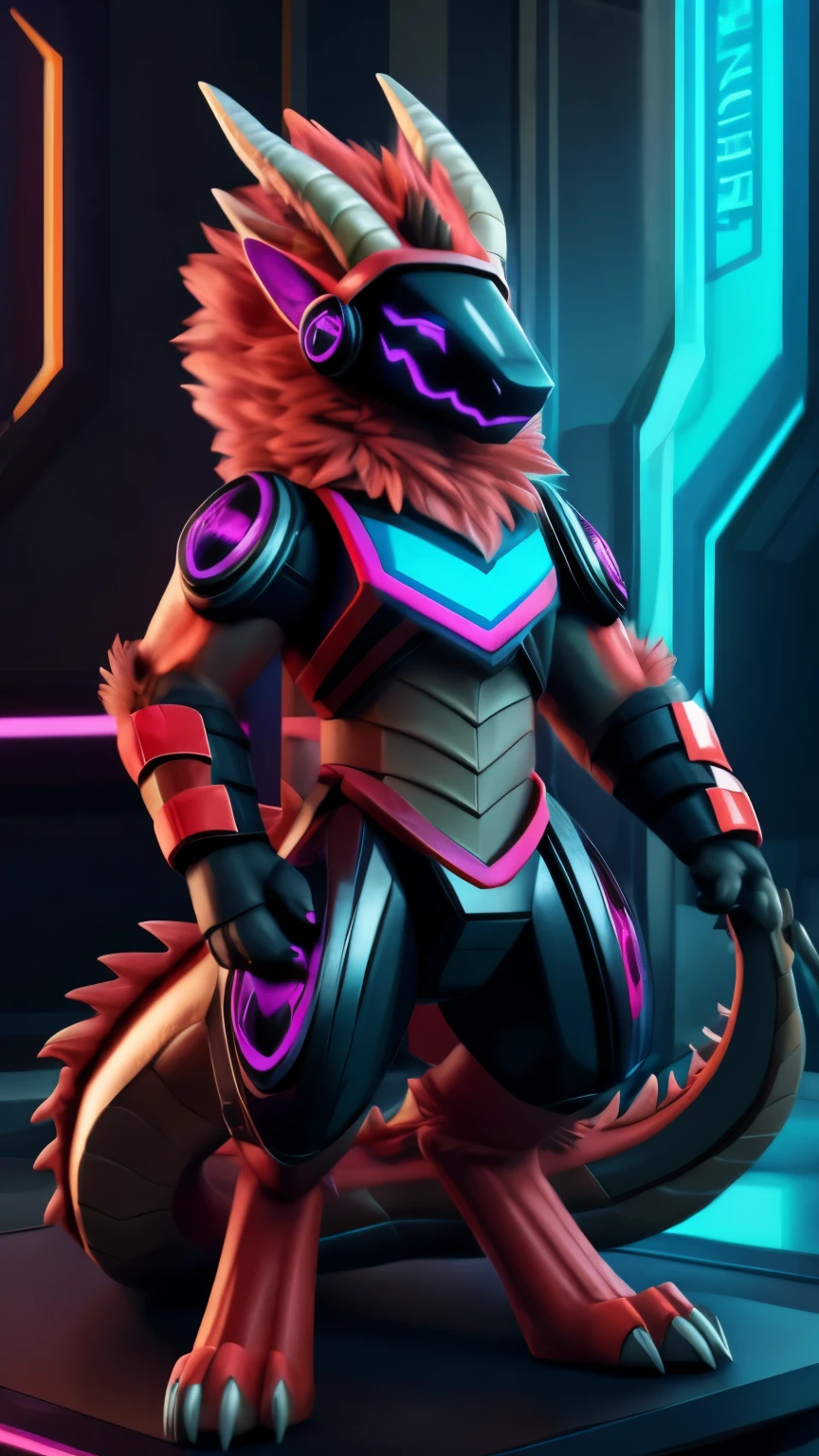 best quality, masterpiece work, high quality, dragon, Male dragon, 근육질 dragon, protogen, dragon × Protogen, dragon type robot, strike a pose