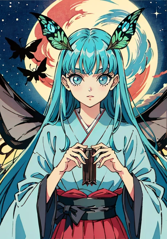 rosine (berserk),((moth girl)),Japanese moon moth,moth wings ,insect girl,long hair,Big eyes,