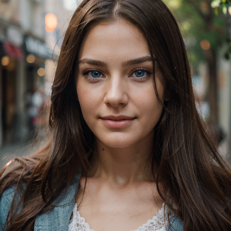 a woman with blue eyes and long hair, ultra realistic facial details, 8k highly detailed face, accurate ultra realistic faces, ultra realistic faces, ultra realistic face, highly detailed realistic face, ultra - realistic faces, high quality photorealism, realistically rendered eyes, realistic face details, photorealistic beautiful face, high detailed perfect faces, accurate facial details, 23 ages old, smiling