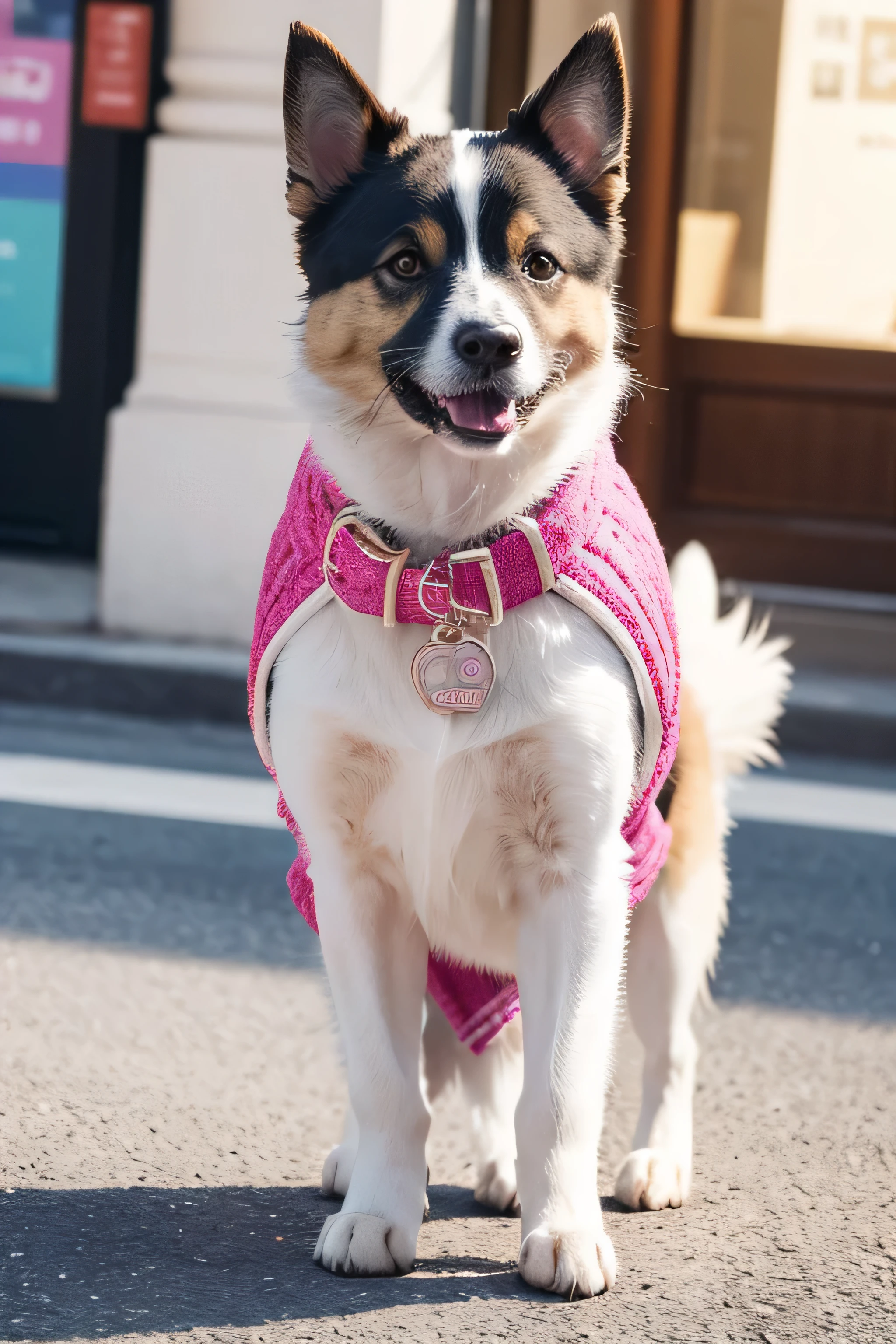 
a very cute dog, she is very happy, her look is very happy and bright, she is smiling, the image is very detailed