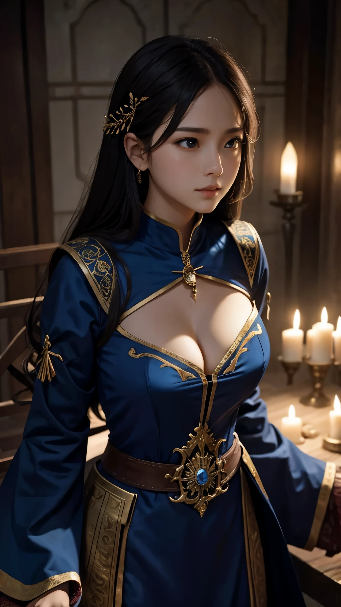 1 girl, mage,There is cleavage, The content is very detailed,looking at the audience(masterpiece, best quality:1.2)