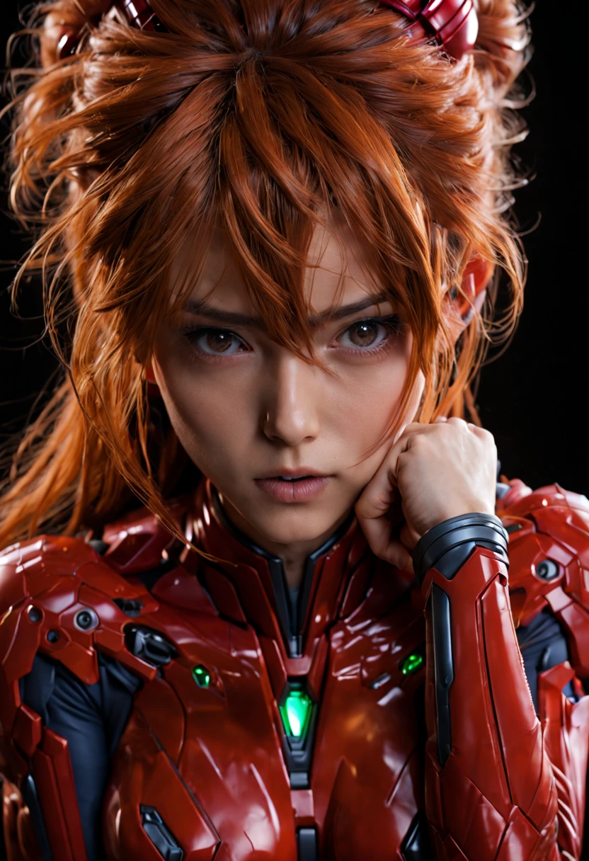 Up Close and Real - Asuka Langley Soryu 3D Character in Plug Suit Live-action Adaptation, charming face, Neon Genesis Evangelion cool expressions