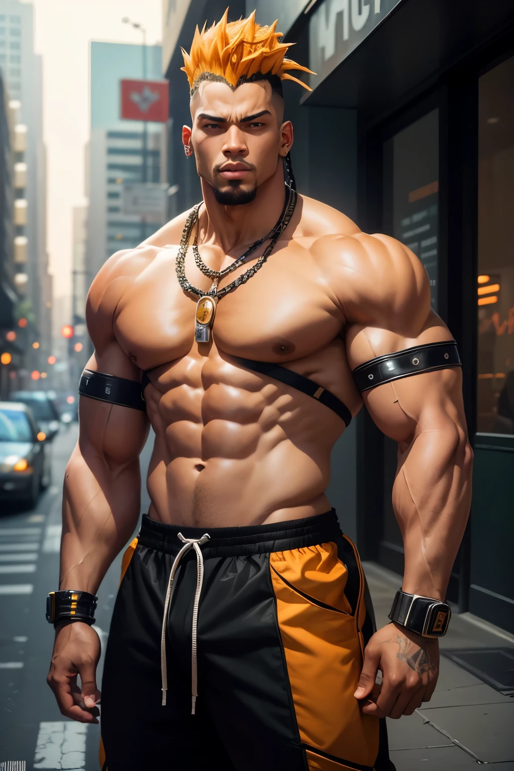 Appearance[] Dee Jay has a large, muscular physique. He wears orange loose drawstring pants with black sides and yellowish-white lettering that reads "MAXIMUM" and orange sparring gloves. His hairstyle is a braided mohawk, with a letter "M" cut on each side of his head; these letters were absent from his appearance in the Street Fighter IV series. Dee Jay is also seen in the anime movie and some artwork with a Caribbean chain necklace. Dee Jay's pants originally said "MANTIS" but since his right...