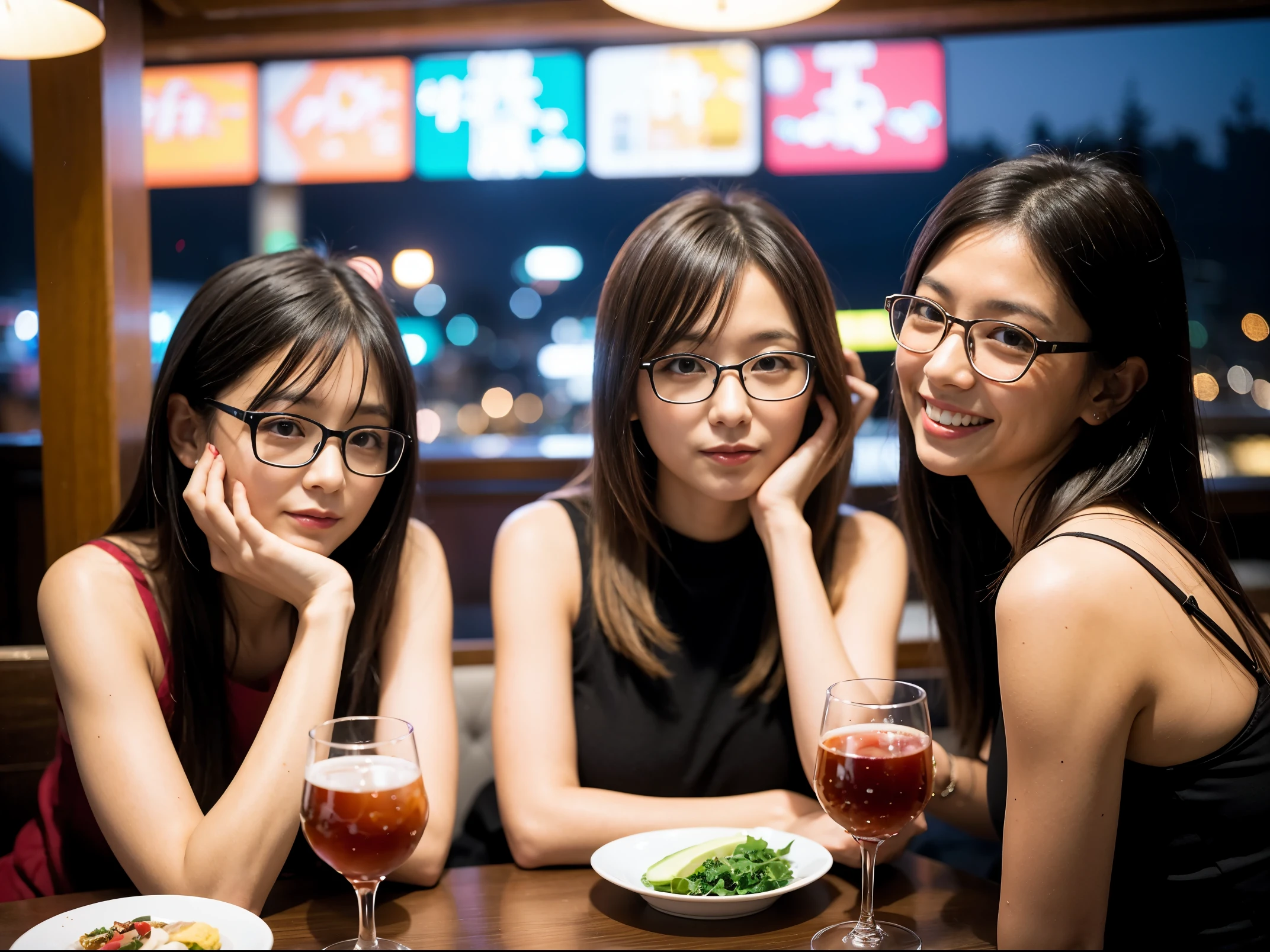 Detailed images that look like they were taken with a high-end camera、party、couple、banquet、Japanese sake、Shochu、hot sake、Japanese sakeファン、I love Japanese sake、because I'thin、Women who drink alcohol、36 years old、38 years old、Colombia、Brazilian、Japanese、Dutch、German、Portuguese、Belgian、chiri、American、french、Spaniard、Italian、Indian、Englishman、Cut your hair short、brown hair、beautiful woman with glasses and cup、Japanese sakeグラスとワイングラスには清酒が入っています.、720m of Japanese sake、1.You can also see the 8L sake bottle...、There is also Choshi、adult woman in her 30s、Have a nice smile while enjoying a drink.、The location is a hotel restaurant..、You can see the beautiful night view of the city outside the window..、The floor is the 1st floor、In the background you can see a man and a woman enjoying alcohol...。