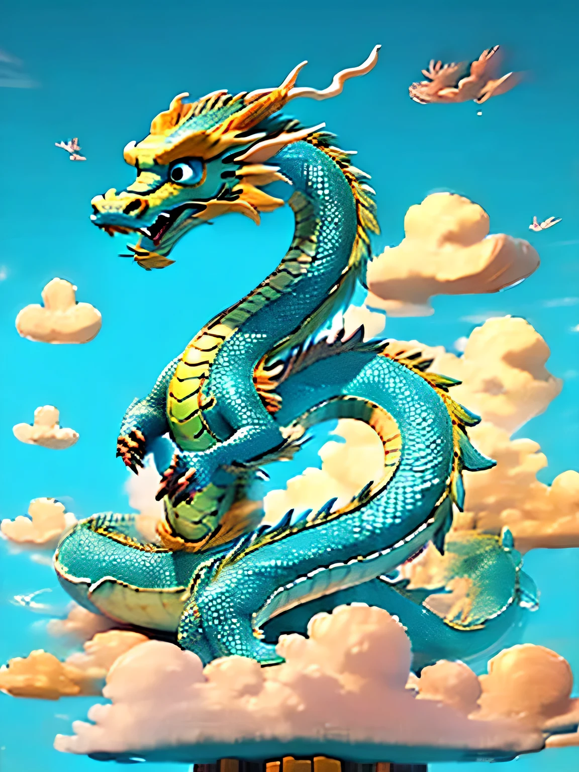 giant dragon in the sky, Asian dragon style.