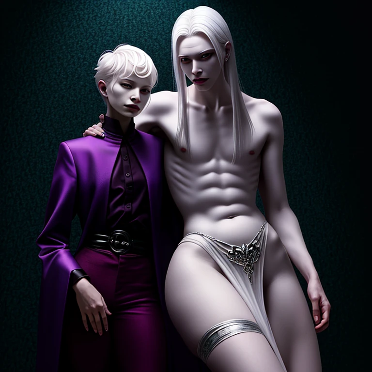 (evil albino lathy androgynous male, Cockatrice King, thin neck, frail shoulders, weak arms, flat chest, soft belly, curvy hips, thick avian thighs, male crotch, massive buttocks, depraved homosexual, rapist, kidnapper, cradle robber, queer, weak stomach, weak bladder, his presumable prey castrates him)