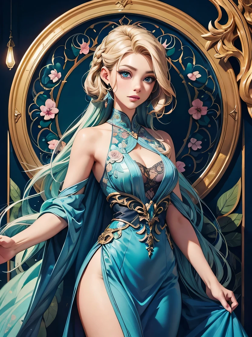 Ernst Haeckel, James Jean. generative art, baroque, intricate patterns, fractalism, film still, photorealistic, bright peacock feathers, intricate, elegant, highly detailed, digital painting, art station, smooth, sharp focus, illustration, overtaking, vaporizer, full body shot AVRIL LAVIGNE with long blonde hair and blue eyes, detailed digital anime art, artgerm on Artstation pixiv, digital anime illustration, artgerm. Anime illustration, fantasy art style,