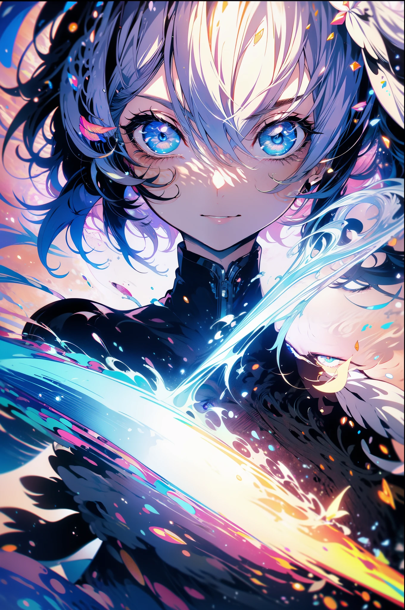 Close-up of a man with a futuristic design on his face, Badass anime 8 K, yugioh art style, 4k anime wallpapers, 4k anime wallpapers, Anime art wallpaper 8k, 4K anime style, Anime art wallpaper 4k, Anime art wallpaper 4k, 4k anime wallpapers, Eugio art, detailed digital anime art, ((tmasterpiece, best qualityer)), (complex light), Perfect hands, Normal fingers, hyper-detailing, vivd colour.