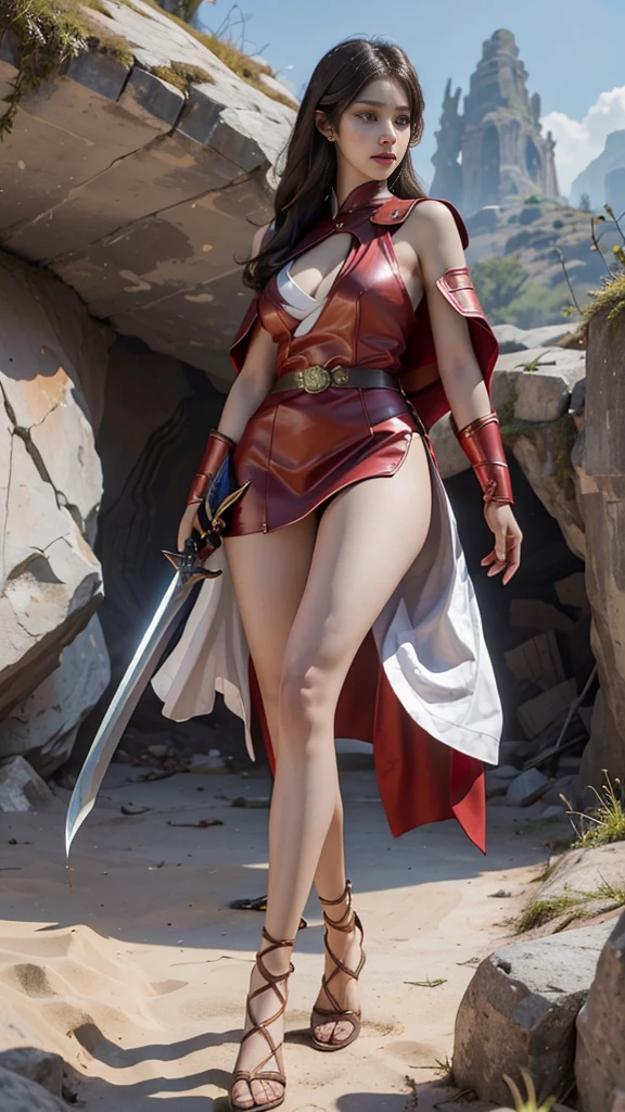 (warrior: 1.5), (redhead warrior: 1.3), 1 girl, solo, pretty girl, young girl, (red hair), (green eyes), skinny girl, perfect breasts, juicy, pretty face, thin waist, thick legs, flexible body, (knight armor), (steel breastplate, steel gauntlets, steel gloves: 1.1), (red miniskirt: 1.3), (skirt lifted alone: ​​1.1), (skirt lifted: 1.3), (showing white see-through panties: 1.3), holey panties, tiny mini panties, pubic hair, meaty pussy, stuffed, (cameltoe: 1.2), frontal, (cowboy photo), medieval fantasy, Dungeons and dragons, RPG character, best quality, (masterpiece), ultra-realistic, 8k, (In SFW: 1.7)