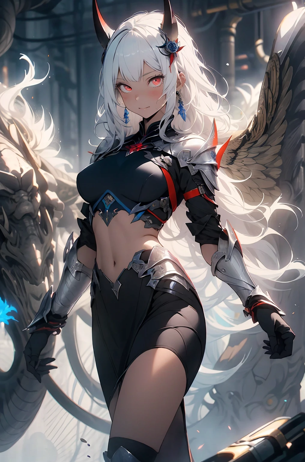 hair color: Silver
Hair Style: Long and flowing, tied up with warrior braids.
Clothes/armor: Wears a set of intricately crafted silver armor with azure blue accents. armorは保護と軽量の両方です, Allows for agility in combat. The chest plate is decorated with the Phoenix emblem., symbolizes rebirth and strength.
Color Palette: Silver, azure blue, and fiery orange (for phoenix emblem).
arms: サファイアがちりばめられた柄を持つ輝くSilverのロングソード. The blade is enchanted by the power of ice, Allows to freeze opponents on contact.
gender: female name: Seraphina Frostblade