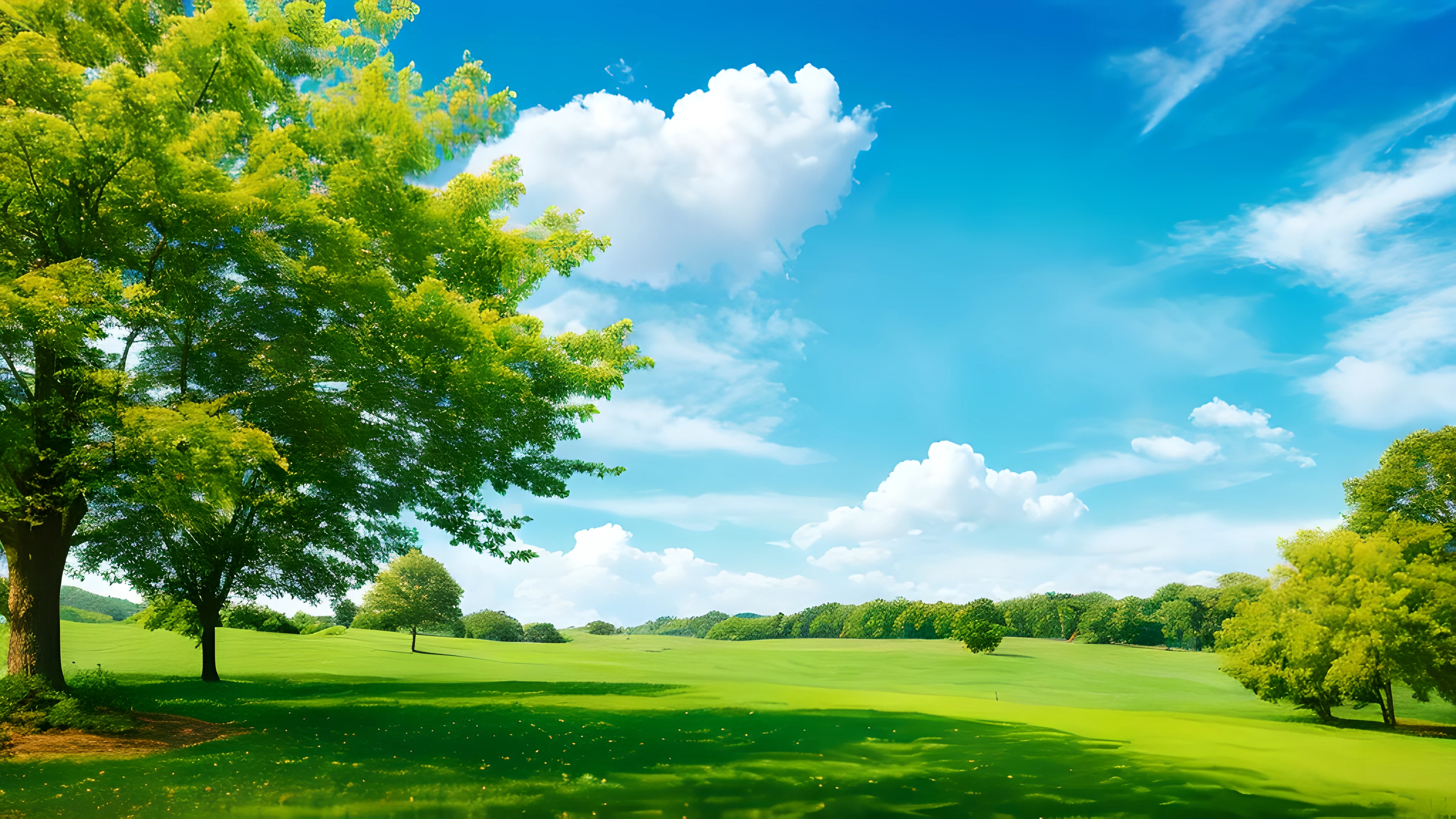 Top CG,(best quality)green(leaf),sparkling),sky blue sky,(Photo texture),Detail enhancement,lifelike,light green,Tyndall ray,wallpaper,soft light,romantic scenes,