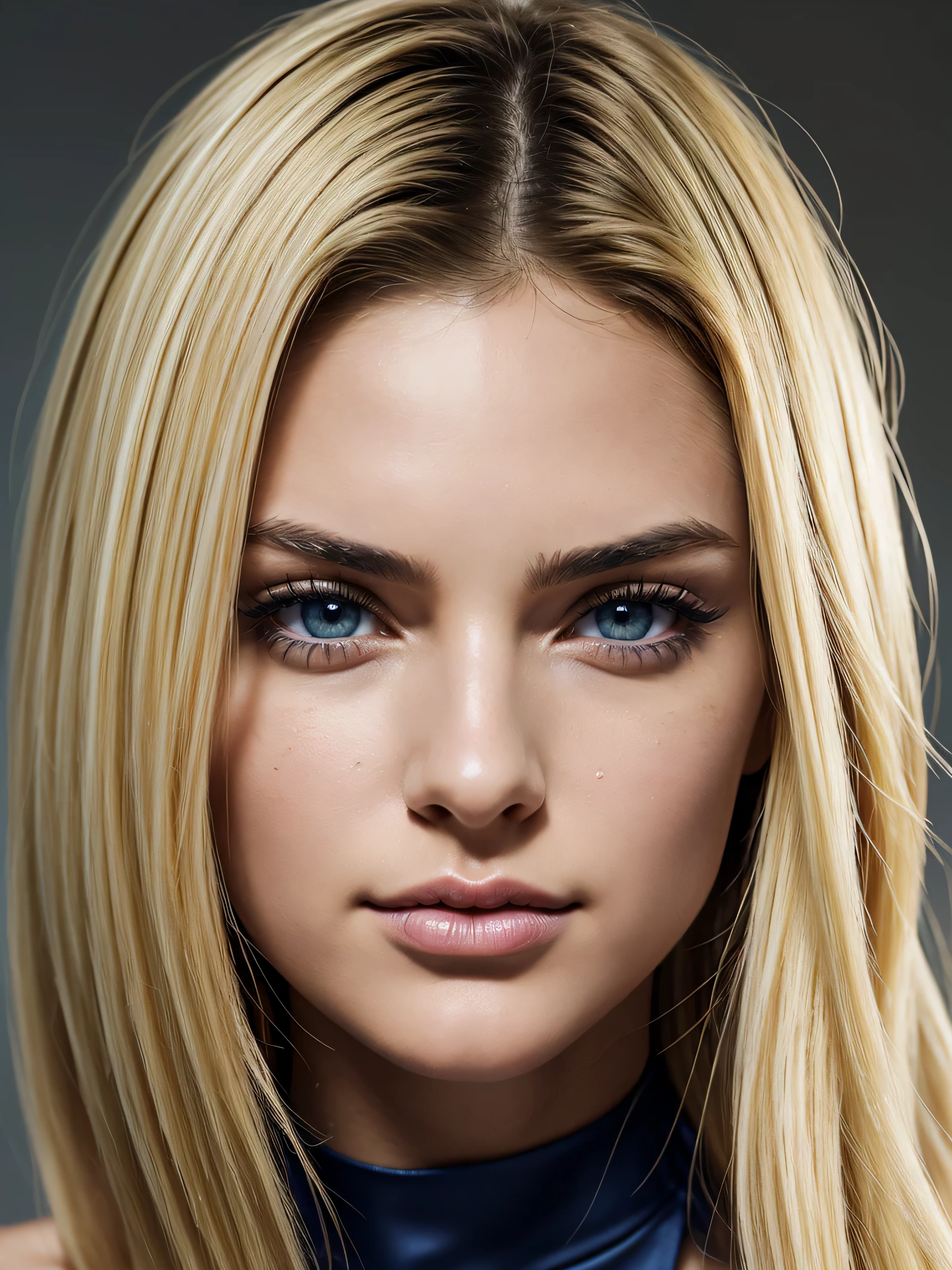 (1Woman), Masterpiece,Realistic,Very realistic, best quality, young_girl attractive_cute_young_girl, clean_skin, round_face (short_face:1.5 round_face:1.5), long_hair straight_hair (blonde_hair:1.5), short_forehead, small_eyebrows attractive_eyebrows arched_eyebrows, eyes_inspired_by_kendall_jenner large_eyes:1.5 upturned_eyes:1.3 (blue_eyes:1.2), (small_nose straight_nose:1.5 pointed_nose_tip) small_nostrils small_nose_bridge, round_cheeks cheek_dimples:1.3, feminine_lips attractive_lips, arched_jaw beautiful_jaw feminine_jaw, small_chin arched_chin, slender_body short_body, wearing a white_strapless_dress, (upper_body:1.5, body_looking_at_viewer:1, looking_at_viewer:1), wistful_smile