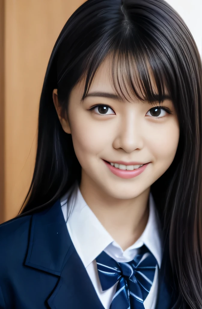 woman posing for photo, japanese model model, -yeld fee model, 4K、bangss、A dark-haired、bobhair、Middle hair、Straight hair、(Student uniform with dark blue blazer , Navy Plaid Pleated Skirt:1.2),　(Super cute face in idol style:1.2)、school classrooms、slim and beautiful figure、beutiful breast、A smile、full body Esbian、school classrooms美しい脚、sexy pose、white sock、White sneakers、((シャツの胸元が大きく開いて、ブラジャーが見える:1.4))、
