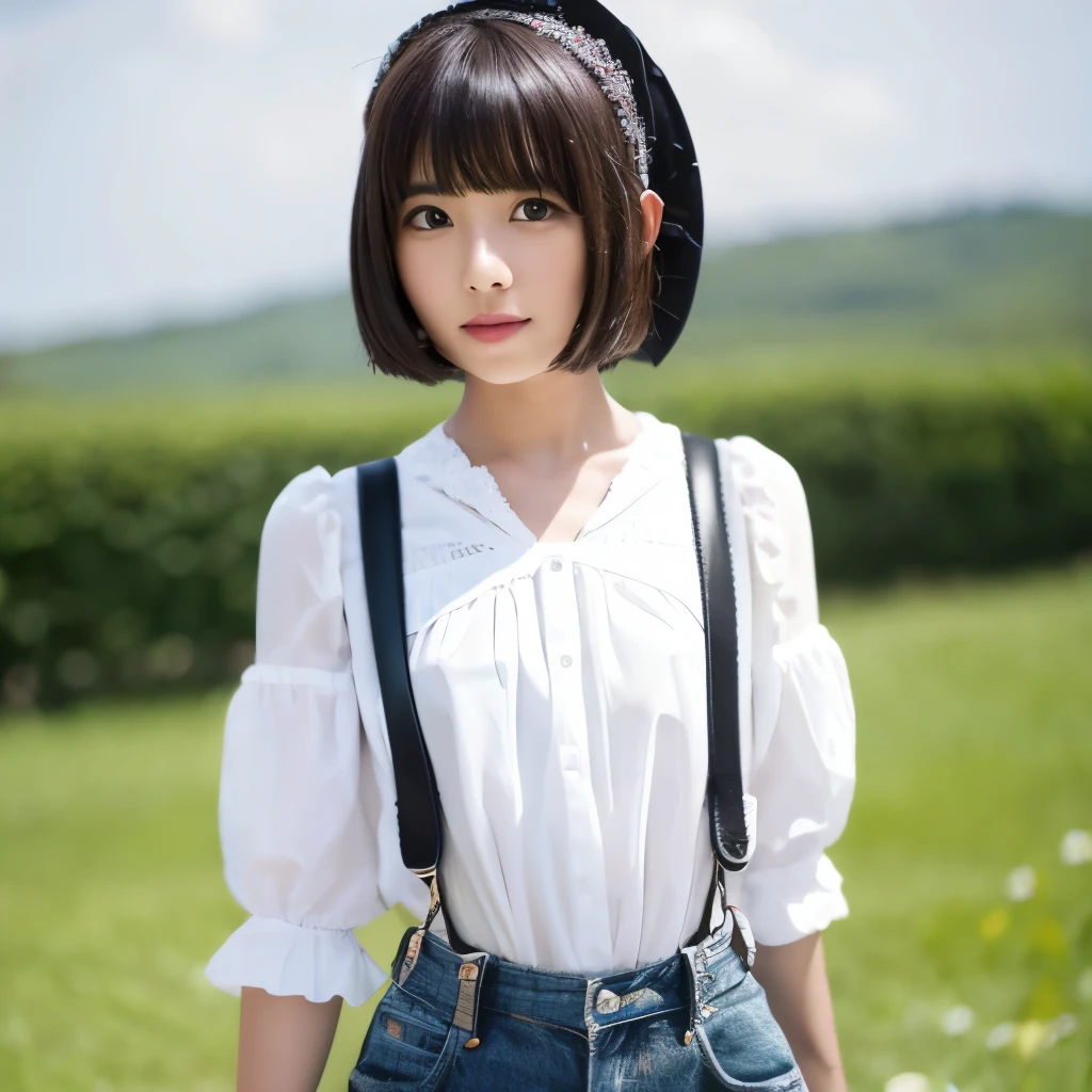 Loli　bob　Black suspenders　white blouse