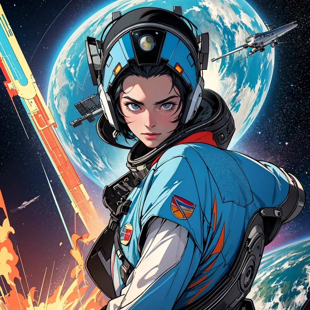 (((32k))),(((highest quality))),((completely alone)),(Perfect One Woman),60's,70's,80's,((old movie posters)),(universe),retro,vintage,bauhaus,abstract,Space Thriller Movie Poster,Futuristic,shape,OK,propaganda,war,universe飛OK士,cosmos,galaxy,satellite,satellite,mechanical,Geometric pattern,流線shape,meteor,meteorite,nostalgia,metropolis,vaporwave,planet,