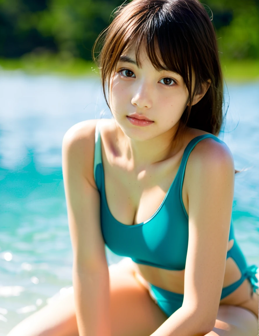 Japanese、plain swimsuit、beautiful girl、、