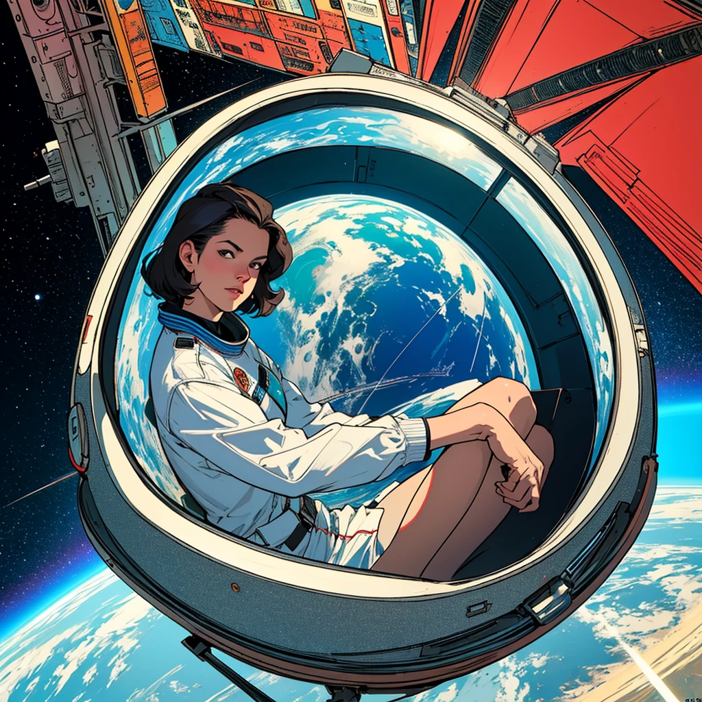 (((32k))),(((highest quality))),(universe),(Perfect One Woman),60's,70's,80&#39;s,((古い映画のposter)),retro,vintage,bauhaus,abstract,(スペーススリラー映画poster),Futuristic,shape,OK,cosmos,galaxy,satellite,mechanical,Geometric pattern,meteor,meteorite,planet,poster＿white frame,
