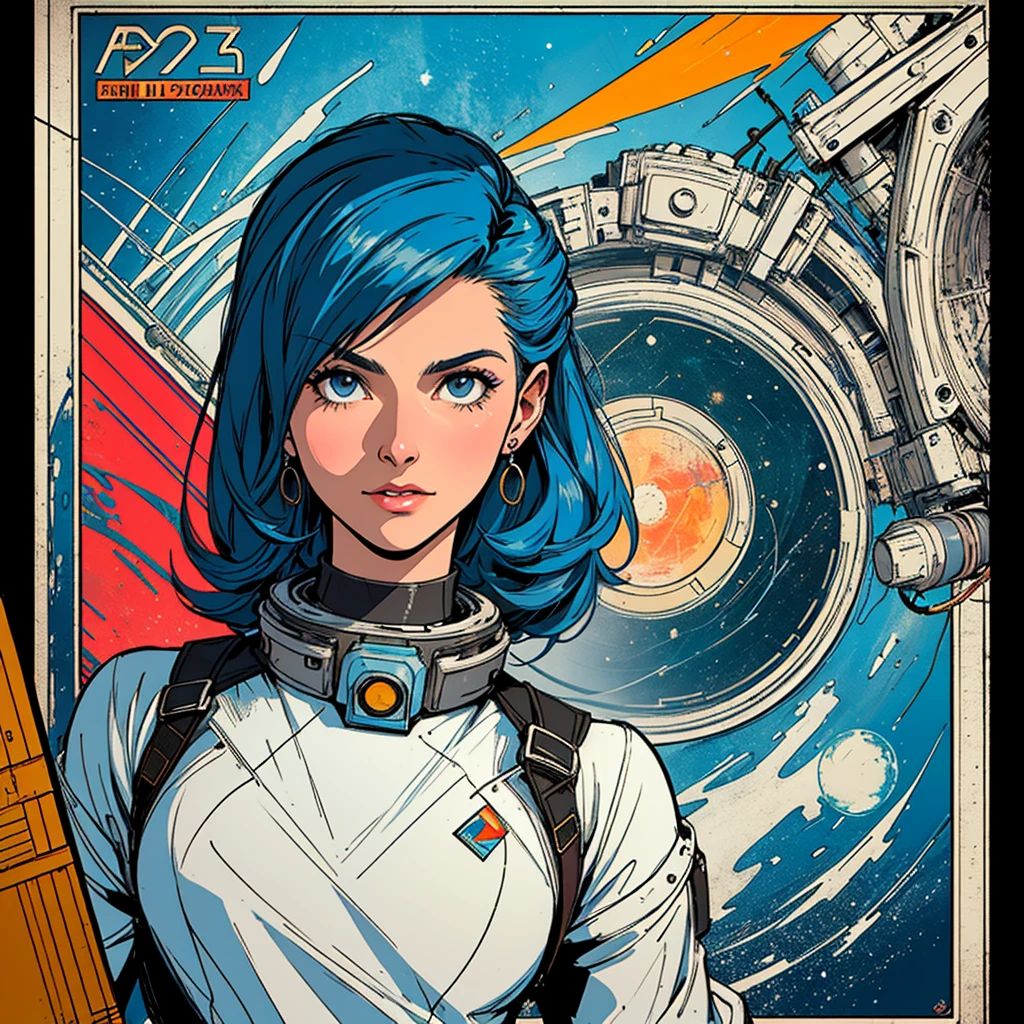 (((32k))),(((highest quality))),(universe),(Perfect One Woman),60's,70's,80's,((古い映画のposter)),retro,vintage,bauhaus,abstract,(スペーススリラー映画poster),Futuristic,shape,OK,cosmos,galaxy,satellite,mechanical,Geometric pattern,meteor,meteorite,planet,poster_white frame,