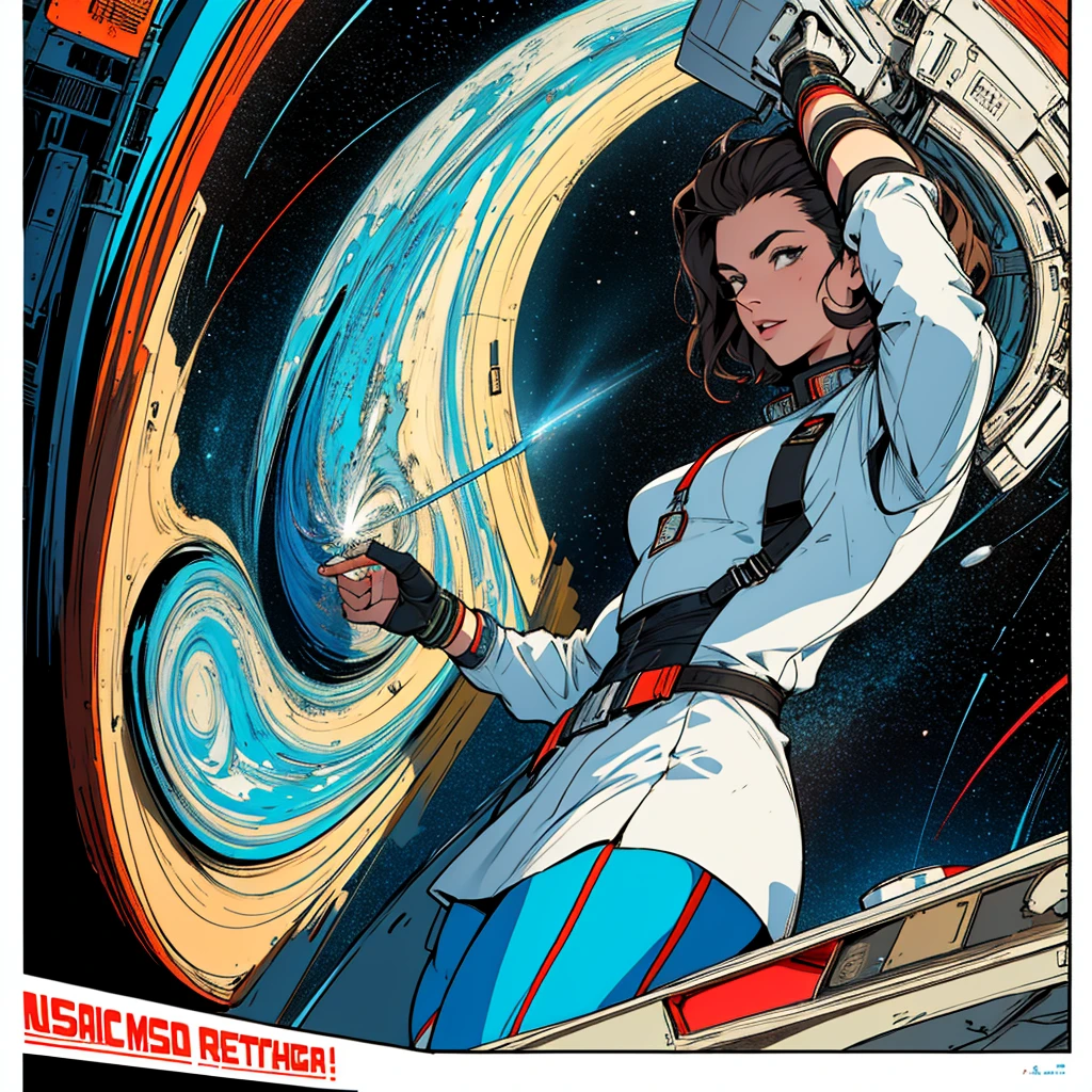 (((32k))),(((highest quality))),(universe),(Perfect One Woman),60's,70's,80's,((古い映画のposter)),retro,vintage,bauhaus,abstract,(スペーススリラー映画poster),Futuristic,shape,OK,cosmos,galaxy,satellite,mechanical,Geometric pattern,meteor,meteorite,planet,poster_white frame,