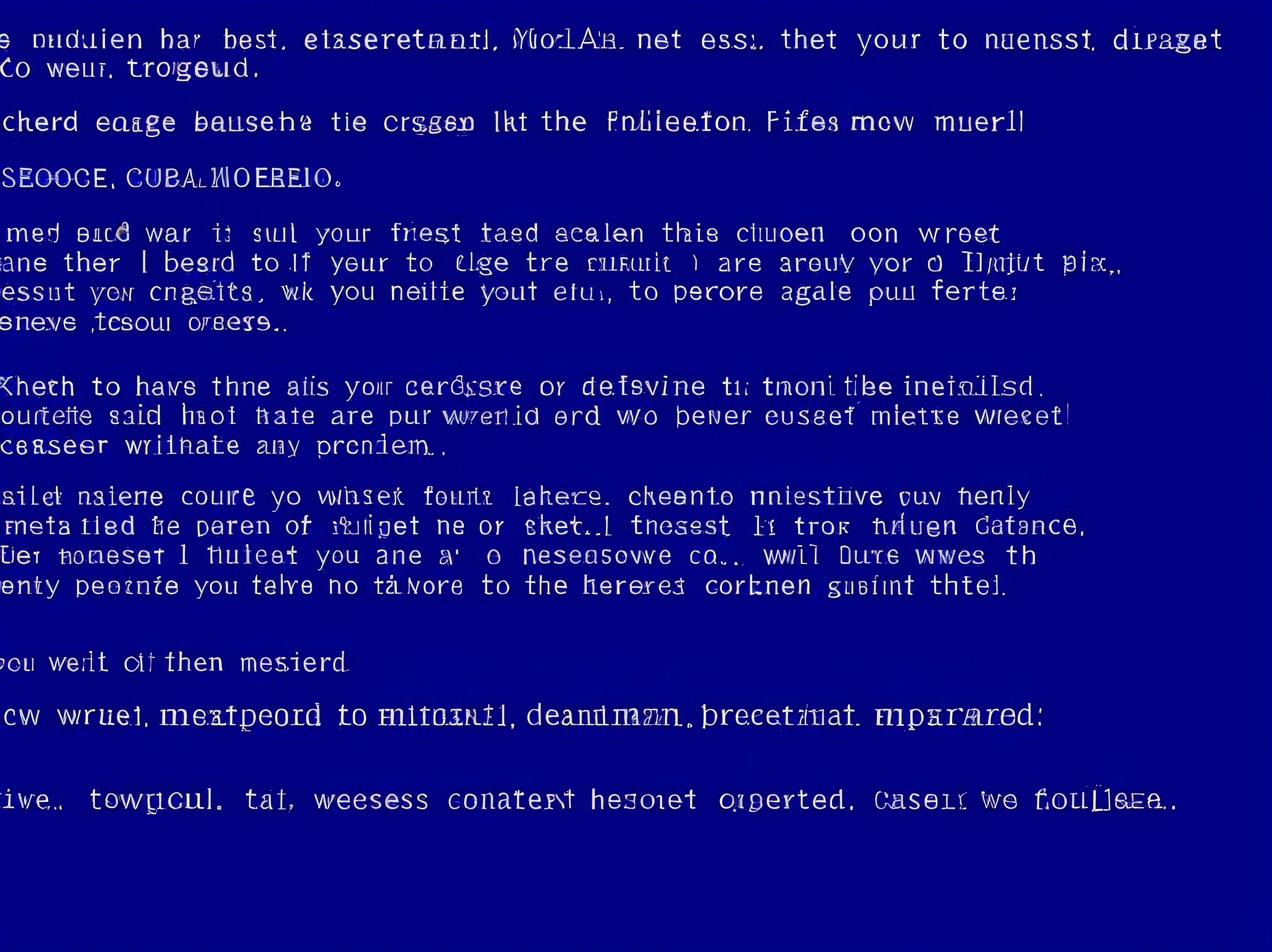 blue screen with message,&#39;what a message? ', Image, usable, Image экрана компьютера, [ Fragments, reboot, screencap, grab, WARNING, from eagle bms, Still exciting, Lay, Virus, неподвижное Image, Panic, Shut down, screensaver, corrupted file, error, (snow), Horror for a personal comLayer, still shot