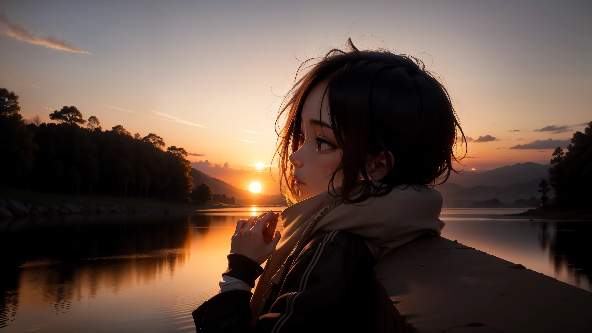 the setting sun