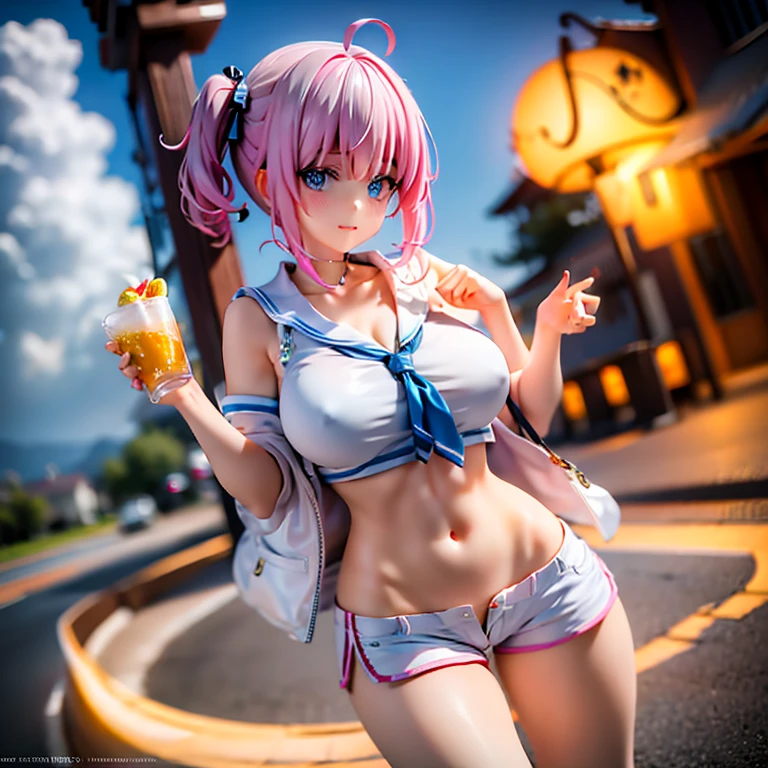 Girl skin white, teacher, pink hair, blue eyes, anuhorts skirt blue, musles, shirt shorts, doggy soobs, Big ass, nurmpits show