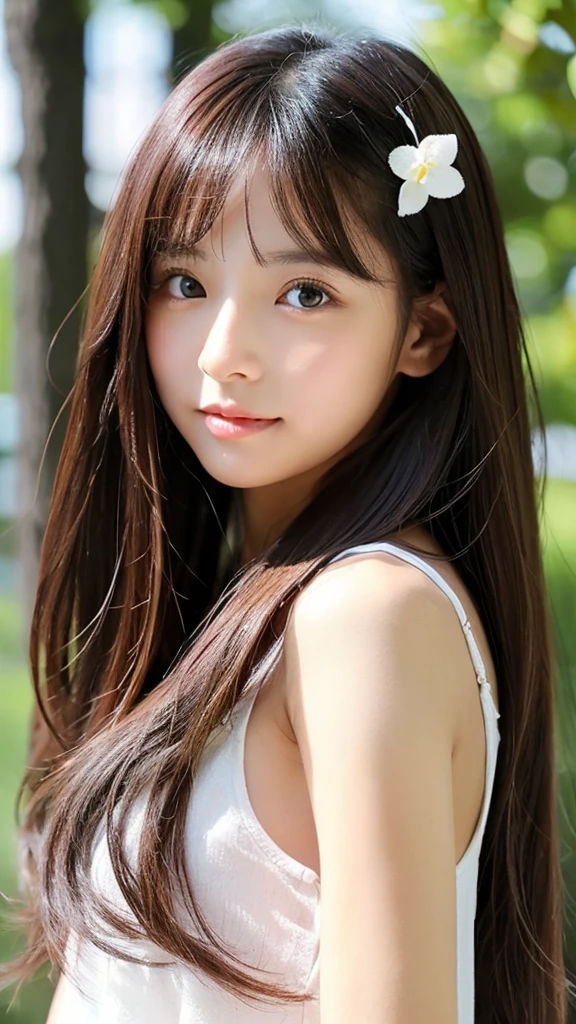 cute girl、Girl with clear eyes、Straight long hair