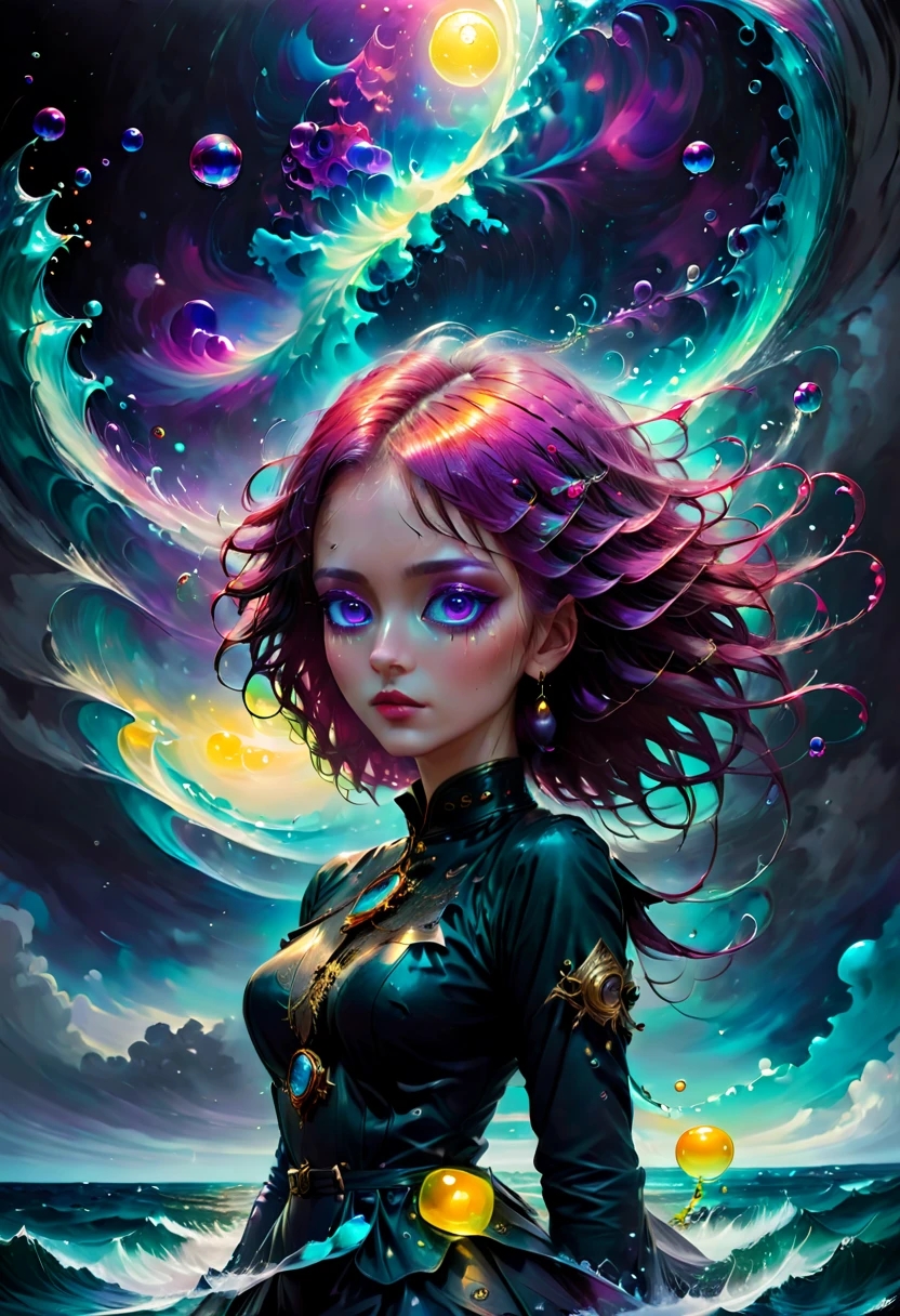 segelboot sturm wolken ocean hohe wellen blau mond, the darkest and longest night of the year. Full length view. Zdzislaw Beksinski style, purple colors, strongly illuminated by thousands of colored crystals, translucent bubbles, translucent bubbles, translucent bubbles, big turquoise eyes, perfect eyes,top quality style from Ralph Blakelock, Ed Emshwiller, Marianne Wroten, Arthur Rackham, Niko Anttila... Yellow and Red stand side by side.Beautiful cinematic impressionistic painting, Dark dramatic character, in the style of Jeremy Mann and Charles Dana Gibson, Mark Demsteader, Paul Hadley + concept art, Spring, Very beautiful,gouache wash, cinematic, calligraphic lines. Dark, creepy, mysterious, modern vintage, rich deep colors,Boho style, beautiful patterns, illustrations in a fashionable style. hyperrealistic photography, --niji 5 --ar 2:3 --expressive style --v 5.