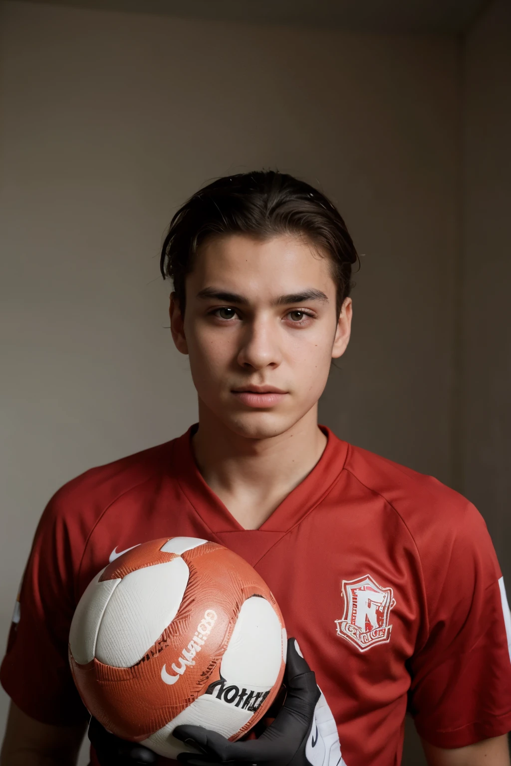 photographie d'une Homme de 20 ans, visage parfait, Football Sous-vêtement, Rouge Bien, nom Youssef