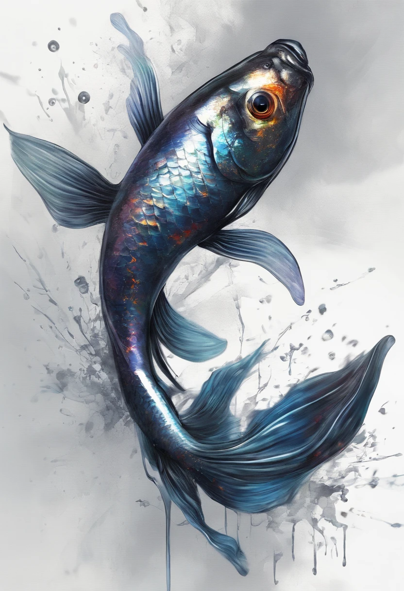 Perfect centering, Fantastic Black Goldfish 1.5, cheerfulness, Standing position, Abstract beauty, Centered, Approaching perfection, Dynamic, Highly detailed, Smooth, 8K, hight resolution, Illustration, art by carne griffiths and wadim kashin
