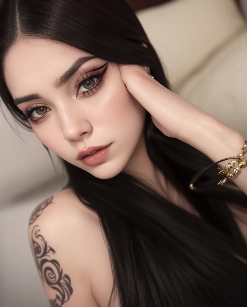 Mujer con tatuajes y disfraz de gato sentado en una cama, y 2 k payaso lindo, furry patas, payaso lindo, patas peludas peludas, personaje animado; arte de cuerpo completo, vibraciones de anime, nekomimi, barbie anime en medias blancas, ahegao, mini estilo lindo, desnudo, NSFW