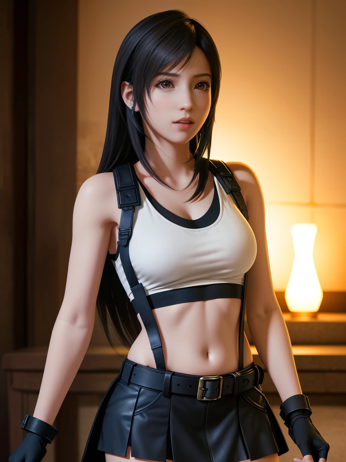 (Top Quality, Masterpiece: 1.1), (Realistic: 1.3), BREAK (((FF7,Tifa_lockhart))),(tifa_lockhart and monsters)(A dark, barely lit torture chamber:1.3),(face focus:1.1) BREAK (((FF7,Tifa_lockhart))),(Light Brown Hair, Large breasts: 1.2),(Tifa_lockhart uniform:1.3, suspenders, low rise, mini skirt, tank top),clothed:1.2, BREAK (((FF7,Tifa_lockhart))),(crowd of monster:1.3),(many monsters:1.2), wet hair, about 18 years old,sensual, looking away:1.2, monsters attaking,Tifa_lockhart faghting