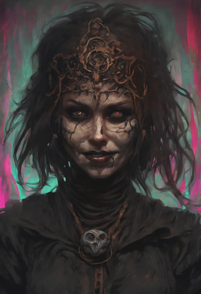 xx Remix Girl, NSWF Girls, Expressionist Dark Falls Sandman, Speed paint, Digital Ninja, Burr style, Detailed, Dynamic, primitive, Emotional, Dynamic, Distorted emotional effects, vibrant, Use unusual colors, Detailed, Evil villain smile, evil grin smile, horror fantasy art, fantasy horror art, photorealistic dark concept art, dark fantasy art style, Lich Vikner (D&D), dark fantasy art, detailed 4k horror artwork, stefan koidl inspired, ((Stefan Cordell))
