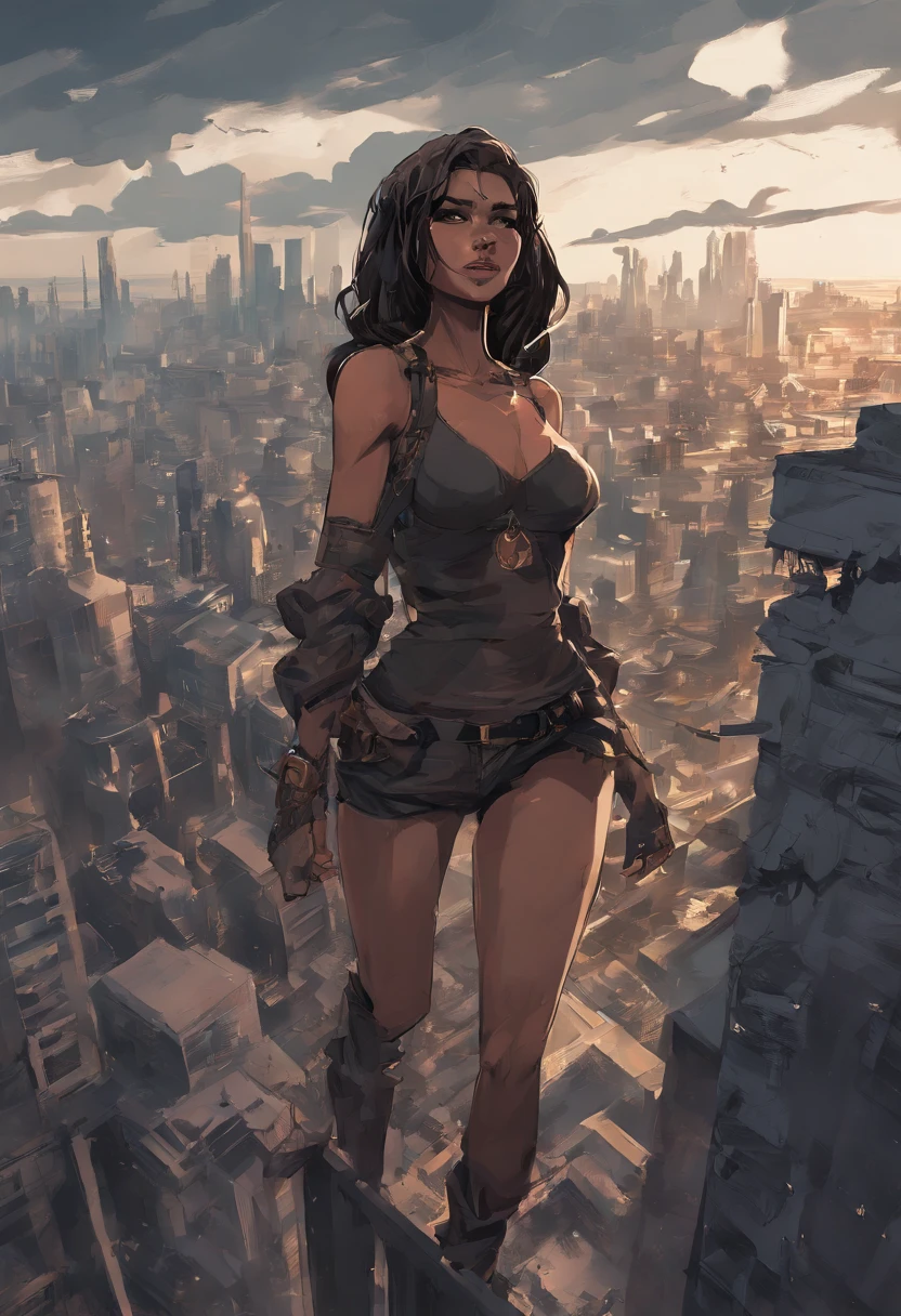 "A towering Giantess in a cool and laid-back hippie style is black bikini. Her toned and athletic build hints at her massive strength. She seems to be casually strolling through the bustling cityscape of GTS City, as towering buildings loom overhead. Smoke and clouds roil around her, adding to the sense of epic scale and drama. The lighting is dark, gloomy, and realistic, creating a tense and ominous atmosphere. The perspective is from below, emphasizing the sheer majesty and power of the Giantess.",great smile, nice perfect face with perfect face, hyper realistic concept, 8k resolution, photography quality, posing for a photo, photo realistic, nice perfect face with perfect face, hyper realistic concept, 8k resolution, photography quality, posing for a photo, photo realistic