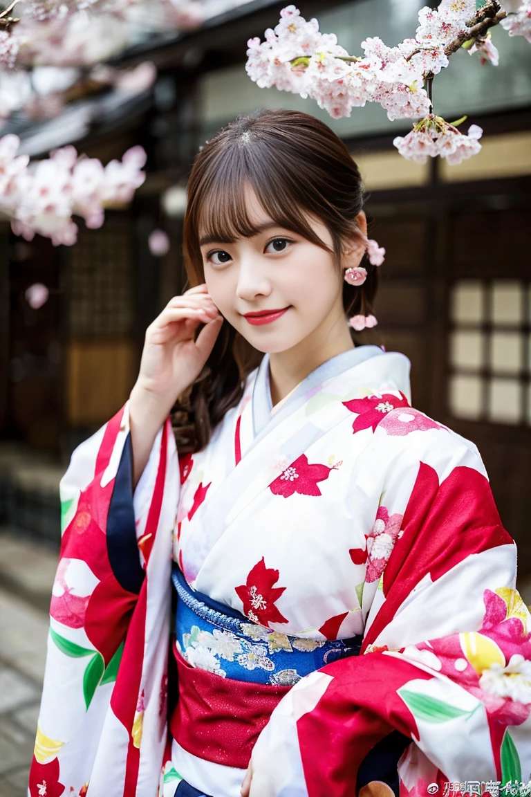 (8K、RAW photo、highest quality、masterpiece:1.2)、Super detailed、ultra high resolution、(realistic、photo realistic:1.37)、portrait、High-definition RAW color photos、professional photos、very delicate and beautiful、very detailed、 8k wallpaper、growing up、finely、huge file size、official art、very detailed CG Unity 8K 壁紙、very detailed美少女、very detailed顔、extremely detailed eye、very detailed肌、very thin fingers、very detailed鼻、very detailed口、perfect anatomy、very detailed背景、very detailed服装、1 girl、(18-year-old:1.2)、10代eye、cute女の子、famous japanese idol、cute、(small breasts:1.2)、realistic body、small、pure white skin、shiny skin、slender body、good style、black haired、tied hair、(bangs:1.2)、laughter、cute、young、cute faces、lifelike face、Beautiful eyes、ordering sauce、(Cherry blossom pattern kimono:1.4)、intricate embroidery、earrings、(Cherry Blossom Hair Ornament:1.2)、eye、cowboy shot、frontage、standing athletic pose、contrapo、outside the house、(night:1.4)、Japanese style、Cherry blossoms in full bloom in the background、(falling petals:1.4) 、(Petals reflect light:1.3)、dynamic lighting、