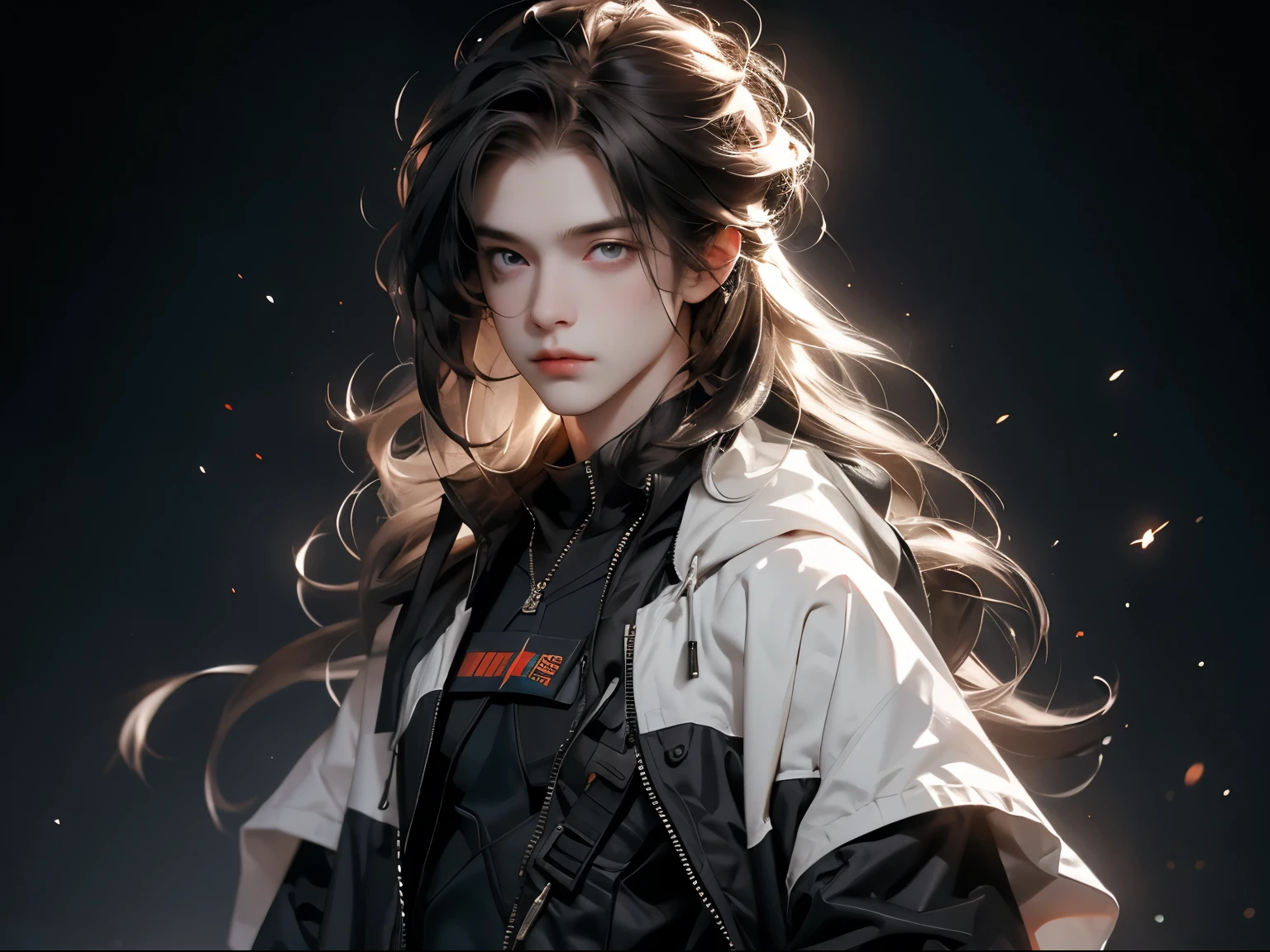 1boy, pale skin, cute, enface, masterpiece, the division clothes and outfit, StableDifussion, long hair