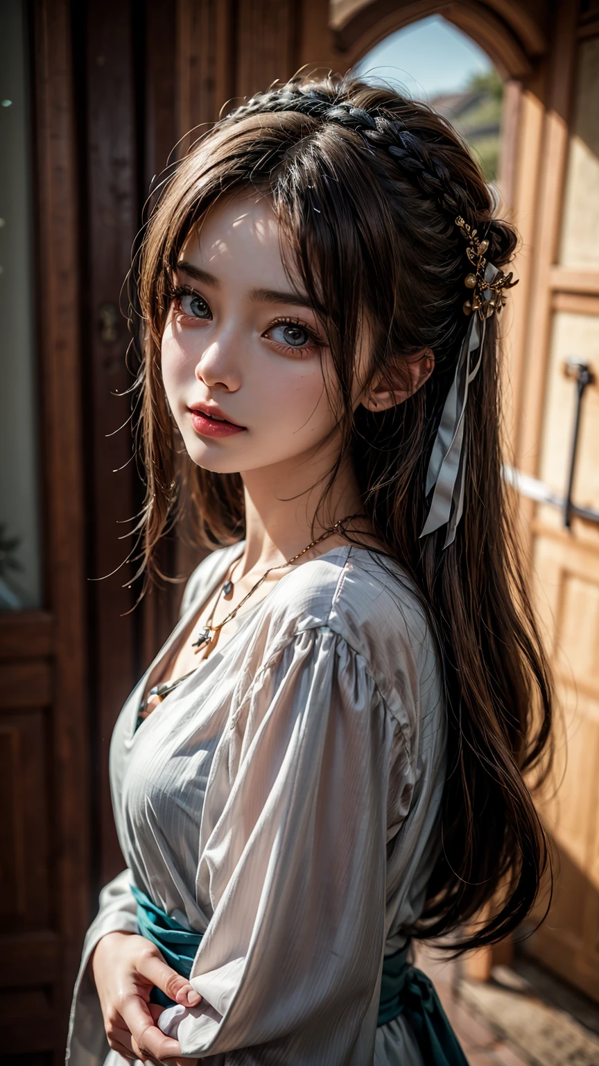 Superb Quality, Masterpiece, High Resolution, 1Girl, Blush, (Seductive Smile: 0.8), Star Eyes, Chinese Hanfu, Hair Accessories, Necklace, Jewelry, Beauty, on_body, Tyndall Effect, Realism, Shadow Room, Light Edge, Two-tone Lighting, (High Detail Skin: 1.2), 8K UHD, SLR, Soft Light, High Quality, Volume Lighting, Candid Photo, High Resolution, 4K, 8K, Background Blur, Light Tulle,