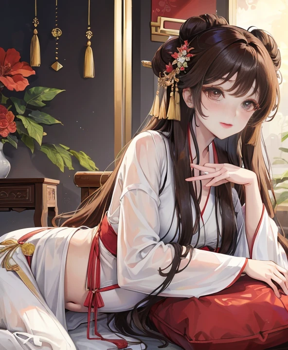 A woman, hanfu, traditional chinese, sexy, realistic,