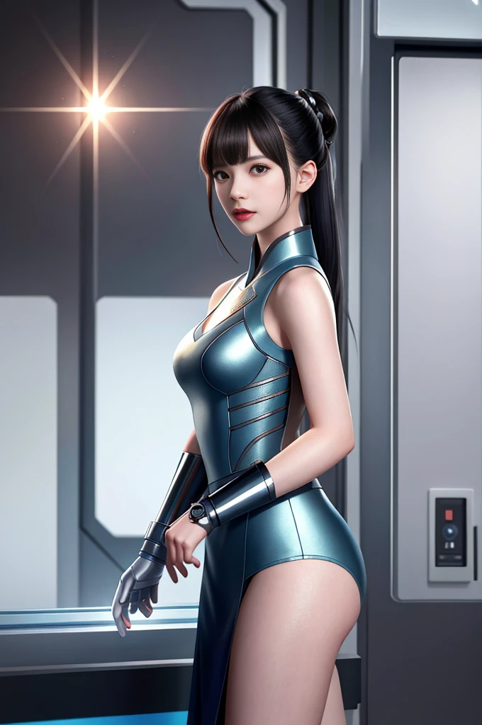 反乌托邦of， [sci-Fy]， High-detail RAW color photos， Full-shot， of （cute Female arterial intelligence， cybernetic enhancement）， inside the room， standing on your Feet， （in a cryogenic chamber， In a state-oF-the-art cyberpunk research Facility）， Toned physique， （活泼of小乳房， 普通of， Great Assa，ponytail （pale skin）， （cybernetic implants：1.2）， （enhancer）， （cyborgs：1.1）， （详细of皮肤， DiFFuse oF skin pores）， silica gel， Metal， （Very detailed， Finedetail， complex）， （lens Flare glow：0.4）， （Flood：0.4），diFFused soFt lighting，Ray tracing，shallowdepthoFField，（Oliver Waite），Canon EOS 5D shooting，90mm macro lens，F / 8，Clear Focal length，Smoothness，Motion picture Film，A scene From the《Blade Runner 2049》，[cyberpunk characters：dieselpunk：0.25]