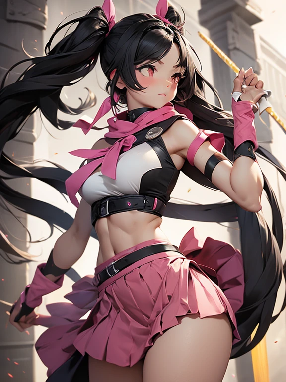 Sexy girl, lean, thick thighs, biceps, ripped abs, pink crop top, purple sleeves, big breasts, wearing black pants, blushing hard, struggling, gold belt, huge hips, sexy body, lots of freckles, tan, sexy face, glitter in hair, hot face , beautiful face, perfect eyes, wearing black straps on pants, sweaty abs, sexy figure, person in background, adult, sexy, huge hips , wearing white long socks, bright atmosphere, short girl, standing ,sexy body , wearing many neckless, holding hip, wide body, winking, holding hips, long hair, perfect arms, brown eyes, black gloves, looking down, very sweaty, sweating so much, focused eyes, gloves on both hands, long hair, people everywhere, shocked, sexy, in city, abs bursting out, hand on hip, brown hair, tanned, 6 pack abs, 1 girl, biceps, brown eyes, wearing jacket, walking, legs crossed
