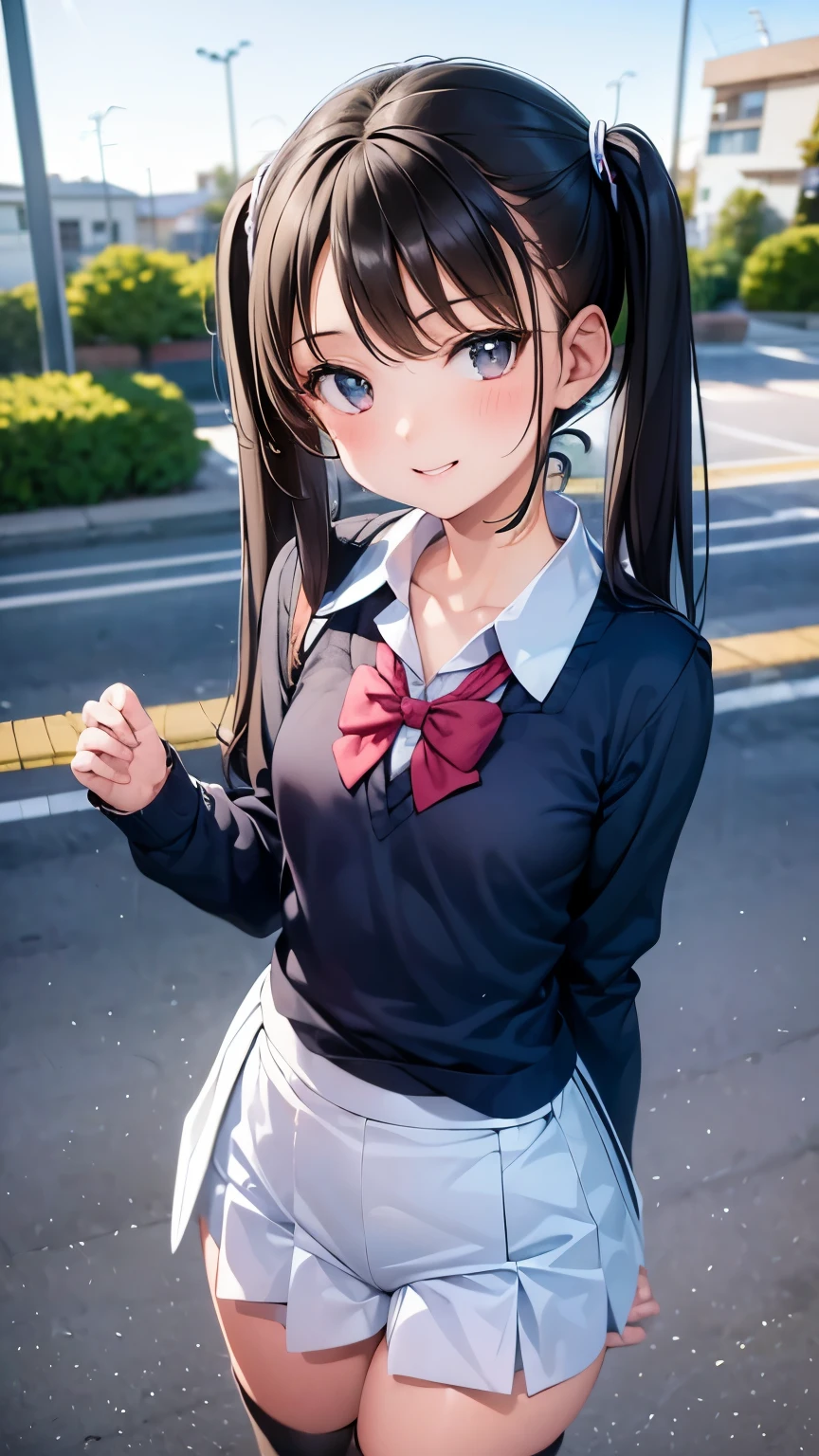 best quality,one girl,low twintails, school uniform
