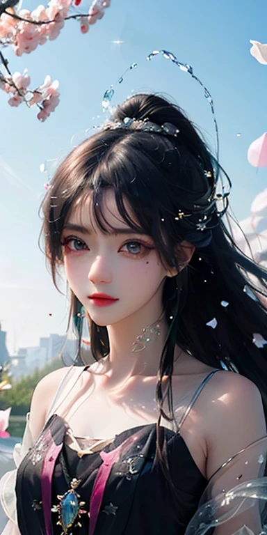 (Pink fashion T-shirt,:1.9),(Colorful hair:1.8),(Rainbow all colors:1.8),((((Vertical pintng:1.6))),(绘paintingNormal:1.6),Front,漫painting,illustration,Normal,big eyes,crystal clear,(Iridescent gradient high ponytail:1.7),Elaborate makeup,Keep your mouth shut,(Little fresh:1.5),long eyelashes,White shoulder T-camisole,, white shoulder shirt,looking at the audience,Big breasts,(C cup),水汪汪的big eyes,(rainbow colored hair:1.6), Color splash, (alone:1.8), Color splash, Color explosion, Color splash, Color explosion, Thick lacquer style,Messy lines,((shining,)) ,(rich and colorful,,), Thick painting Style, (splash) (Color splash), Vertical paintinging, Upper body, painting splash, acrylic paint, slope, painting, Highest image quality, 最高painting质, masterpiece, alone, depth of field, Face painting, rich and colorful clothes, (grace: 1.2), Gorgeous, long hair, wind-made, (grace: 1.3), (petal-like: 1.4),(((大师masterpiece))),(((best quality))),((Super detailed)),(插painting),(dynamic angle),((floating)),(pint),((loose hair)),(alone),(1 girl) , (( (Detailed Anima face))),((Beautiful and delicate face)),collar,Shoulders bare,white hair,((colored hair)),((striped hair)),Beautiful and delicate eyes,(slope eyes),(( (Colored eyes))),(((rich and colorfully background))),(((high saturation))),(((Surrounded by rich and colorful splashes))),(hanfu)