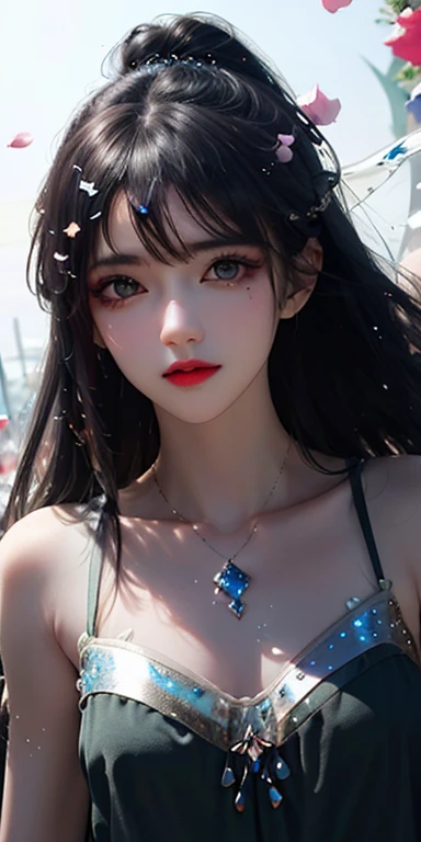 (Pink fashion T-shirt,:1.9),(Colorful hair:1.8),(Rainbow all colors:1.8),((((Vertical pintng:1.6))),(Normal:1.6),Front,漫painting,illustration,Normal,big eyes,crystal clear,(Iridescent gradient high ponytail:1.7),Elaborate makeup,Keep your mouth shut,(Little fresh:1.5),long eyelashes,White shoulder T-camisole,Pain in expression,stick out tongue,Slobber,Roll your eyes, white shoulder shirt,looking at the audience,,Big breasts,(D cup),水汪汪的big eyes,(rainbow colored hair:1.6), Color splash, (alone:1.8), Color splash, Color explosion, Color splash, Color explosion, Thick lacquer style,Messy lines,((shining,)) ,(rich and colorful,,), Thick painting Style, (splash) (Color splash), Vertical paintinging, Upper body, painting splash, acrylic paint, slope, painting, Highest image quality, 最高painting质, masterpiece, alone, depth of field, Face painting, rich and colorful clothes, (grace: 1.2), Gorgeous, long hair, wind-made, (grace: 1.3), (petal-like: 1.4),(((大师masterpiece))),(((best quality))),((Super detailed)),(插painting),(dynamic angle),((floating)),(pint),((loose hair)),(alone),(1 girl) , (( (Detailed Anima face))),((Beautiful and delicate face)),collar,Shoulders bare,white hair,((colored hair)),((striped hair)),Beautiful and delicate eyes,(slope eyes),(( (Colored eyes))),(((rich and colorfully background))),(((high saturation))),(((Surrounded by rich and colorful splashes))),(hanfu)
