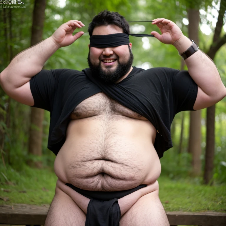 Fat 警察官 male性, Weight is over 100kg, You seem kind., blindfolded and covering eyes, his jacket is open,  interested in sexual desire, ;興奮している Fat, upper body visible, pot belly, Fat, short hair, loincloth, male, fat belly, loincloth, , late 30s, Scruffy belly, male, Chubby, plump belly, big body