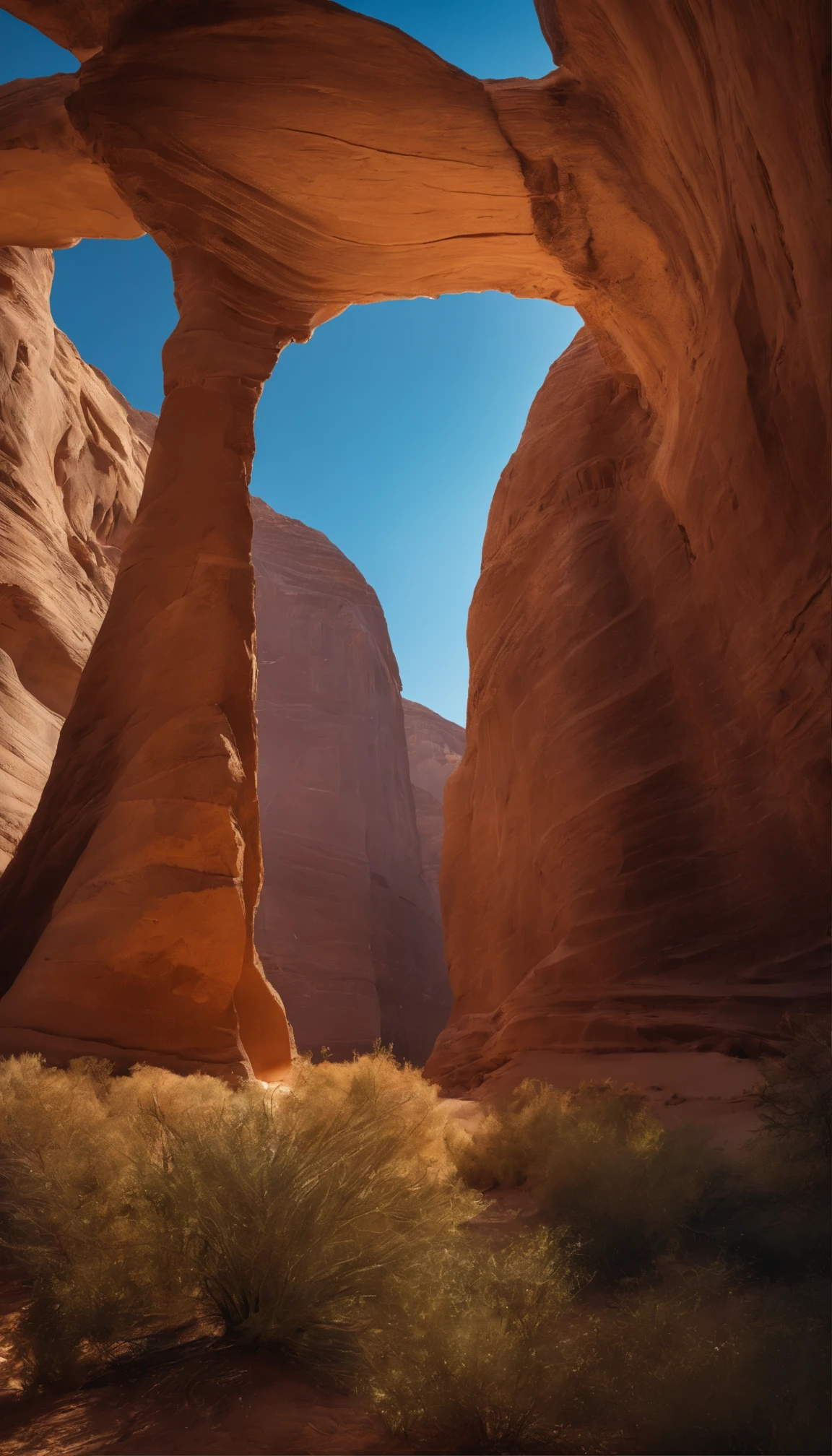 A desert,Half the sky,blue colors,starrysky,Native,high qulity,tmasterpiece,Hyper-realistic,Ultra photo realsisim,8K,super-fine,ultra - detailed,Ultra-wide angle of view,NOhumans,