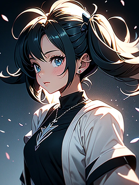 gentle toned magical girl with (messy black twintail hair:1.5)